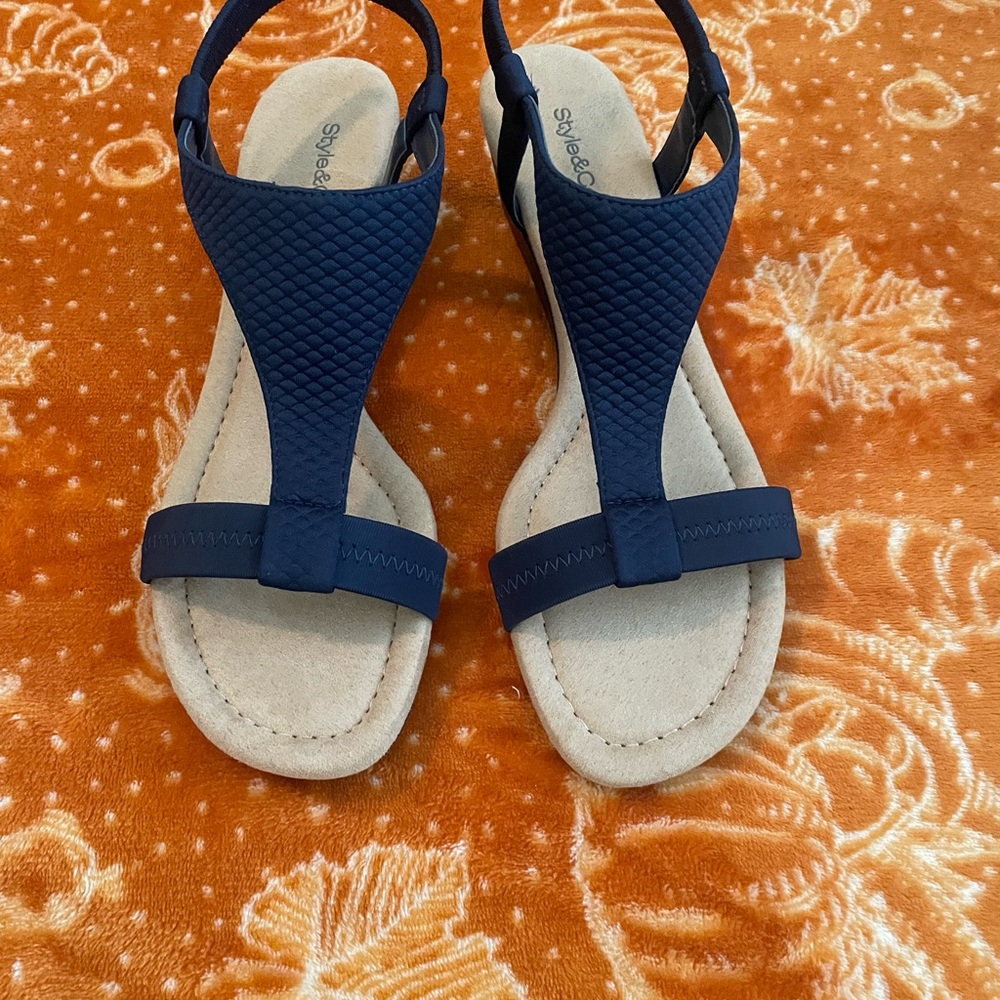 Style & Co. Dark Blue Sandals with Textured Straps